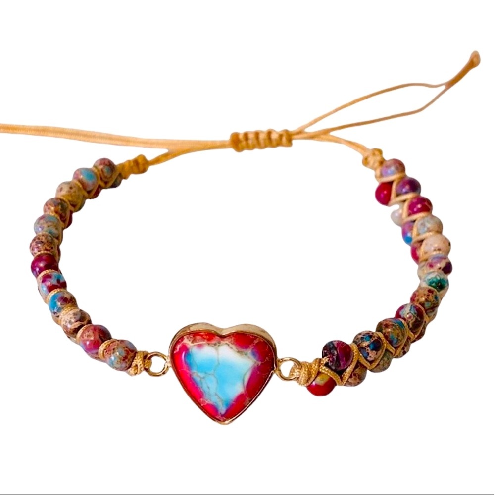 Jasper Stone Sea Sediment Adjustable Slide Bracelet
